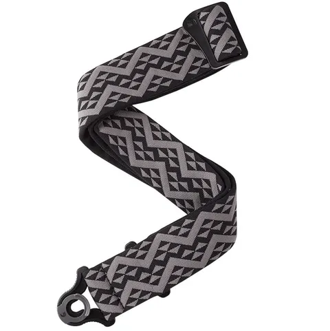 D'Addario Auto Lock Guitar Strap Black Padded Geometric