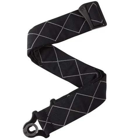 D'Addario Auto Lock Guitar Strap Black Padded Diamonds