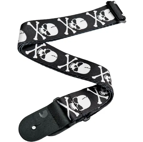 Tkany Pasek Gitarowy D'Addario Woven Cross Bone Skull