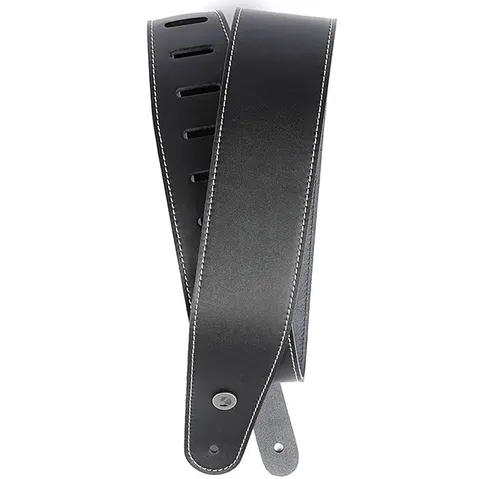 Pas Gitarowy D'Addario Deluxe Leather Black with Contrast Stitch