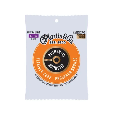 3-Pack Martin (11-52) Authentic Acoustic Flexible Core