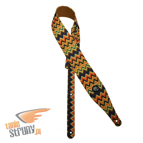 Pasek gitarowy Gaucho Peace Series, neon zigzag