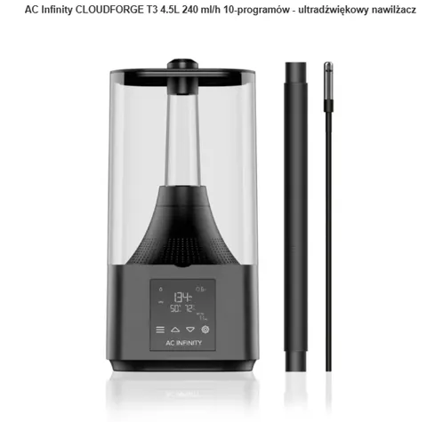 AC Infinity CLOUDFORGE T3 4.5L 240 ml/h 10-programów - ultradźwiękowy nawilżacz