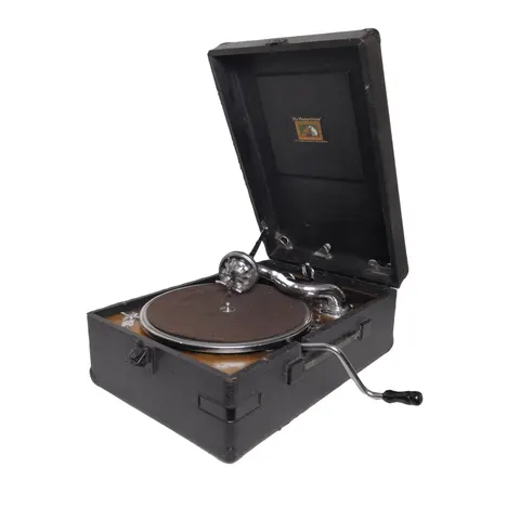 Gramofon przenośny HMV model 102c czarny ok 1938 roku