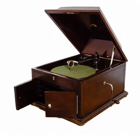 HMV gramofon biurkowy model 9 skrzynia machoń