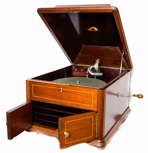 HMV model IXA biurkowy gramofon skrzynia mahoń