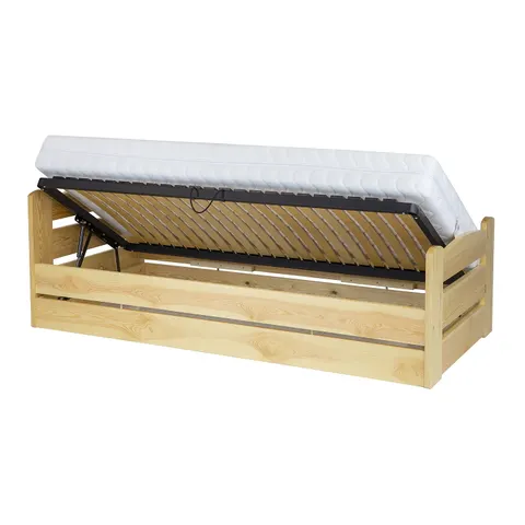 Łóżko drewniane z pojemnikiem LK 144 BOX - sosnowe Drewmax