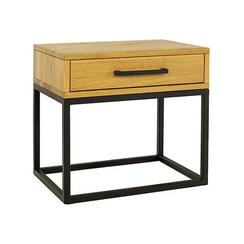 Stolik nocny SN 370 drewniany, Dębowy - Drewmax / Kolekcja Metal