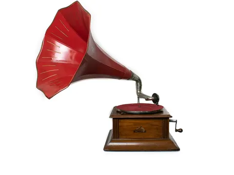 Gramofon z tubą czerwoną HMV Victor Talking Machine