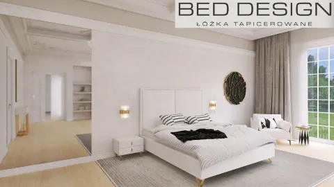 Łóżko SISTO tapicerowane light (z pojemnikiem lub bez pojemnika) - Bed Design