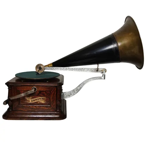 Gramofon z tubą Columbia AH The Disc Gramophone ok. 1904 rok phonograph