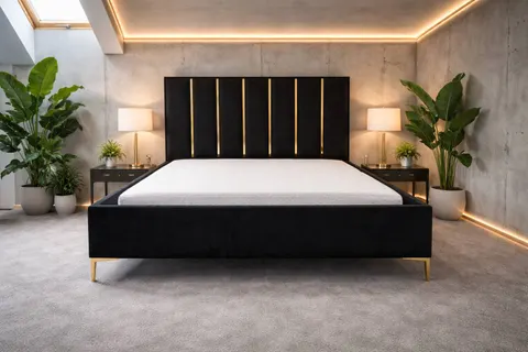 Łóżko tapicerowane ORLANDO PASY Gold / Silver / Black - Italcomfort