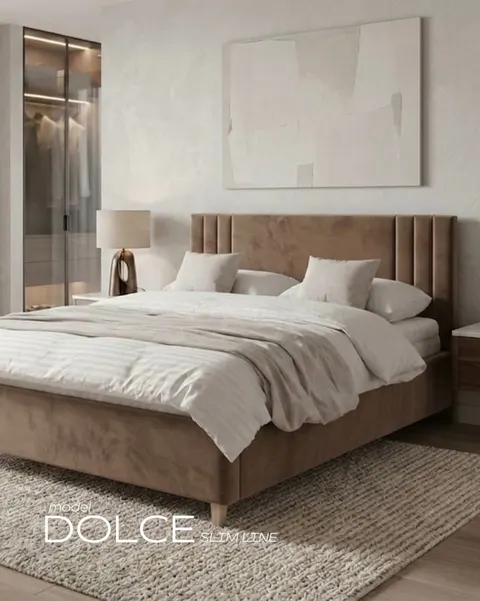 Łóżko DOLCE SLIM tapicerowane / ramowe (z pojemnikiem) - Bed Design