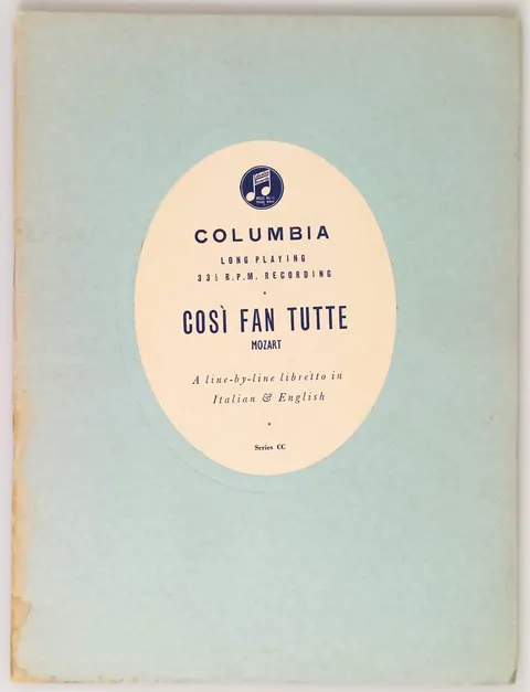 Cosi Fan Tutte, Mozart, A line-by-line libretto in Italian and English, book