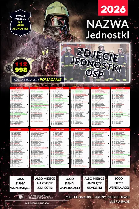 Kalendarze Strażackie OSP A3