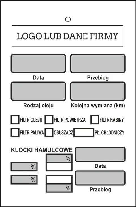 Karteczka serwisowa/ zawieszka