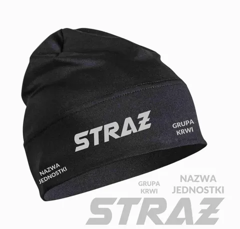 STRAŻ + NAZWA JEDNOSTKI + GRUPA KRWI - czapka termoaktywna