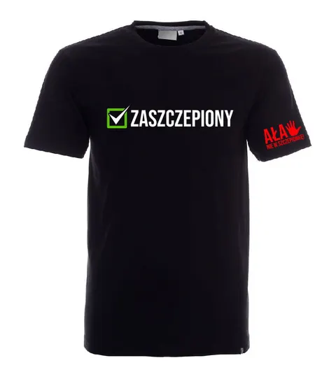 ZASZCZEPIONY - AŁA NIE W SZCZEPIONKĘ - koszulka męska