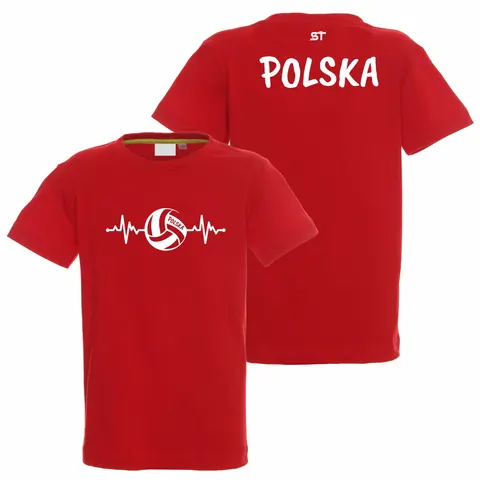 Polska siatkówka EKG -koszulka dziecięca czerwona