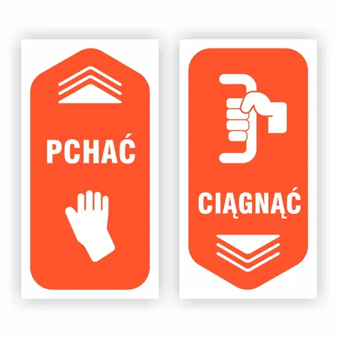 Pchać / Ciągnąć - naklejki pionowe