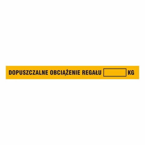 Dopuszczalne obciążenie regału – naklejka