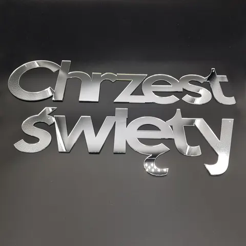 Lustrzany napis „Chrzest Święty” – dekoracja na chrzest