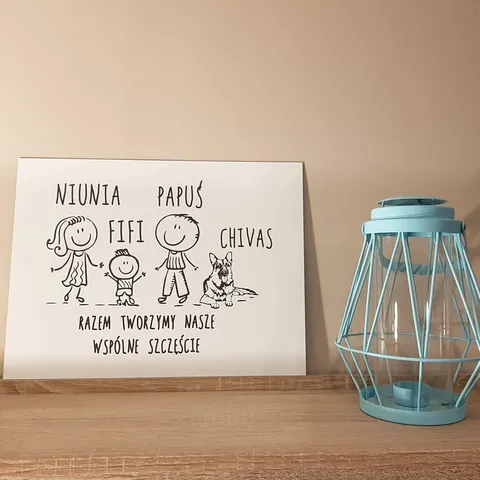 Grawerowany obraz „Nasza Rodzina” – personalizowany obraz rodzinny