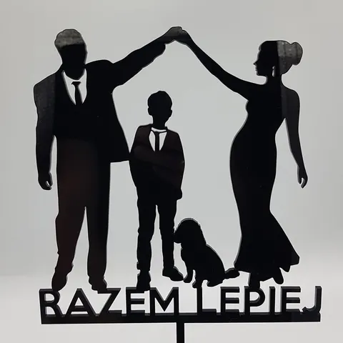 Topper na tort weselny „Razem lepiej” – dekoracja tortu ślubnego