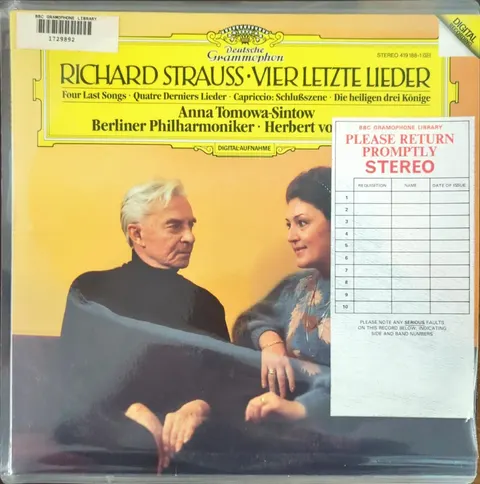 Anna Tomowa-Sintow: Vier letzte Lieder LP 4191881 Deutsche Grammophon EX