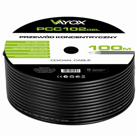 Kabel koncentryczny żelowany PCC102GEL rolka 100m Vayox