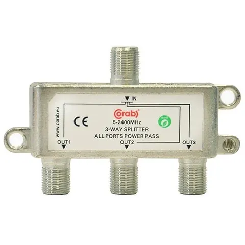 Rozgałęźnik sygnału splitter 5-2400Mhz 3 wyjścia power pass CORAB