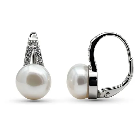 Srebrne kolczyki z perłą naturalną - bigiel 8mm Biała Harmonia