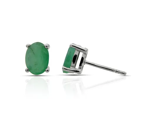 Srebrne kolczyki ze szmaragdami 8x6 mm