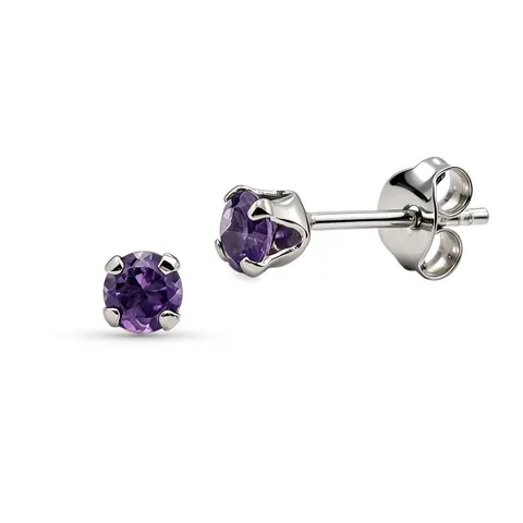 Kolczyki srebrne z naturalnym ametystem – Mini Gems Violet