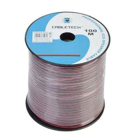 Kabel głośnikowy CCA 2X0,75 czarno-czerwony 100m