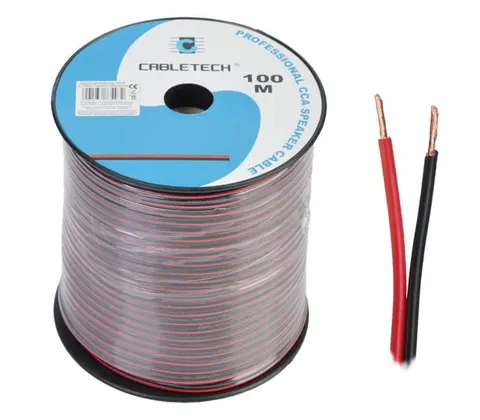 Kabel głośnikowy CCA 2x1,0 czarno-czerwony 100m