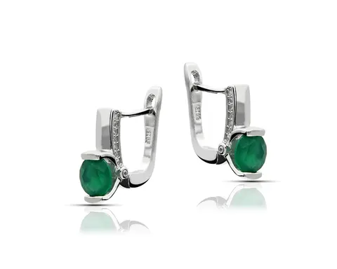 Srebrne kolczyki z naturalnym agatem i cyrkoniami