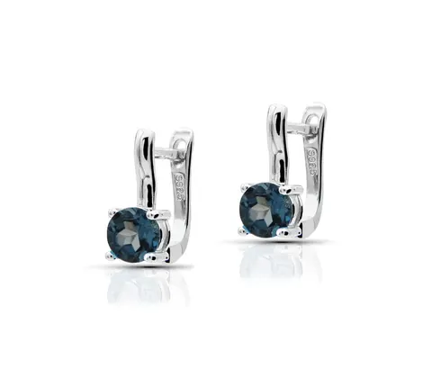 Srebrne kolczyki z topazem London Blue
