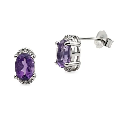 Kolczyki srebrne z naturalnym ametystem – Amethyst Elegance