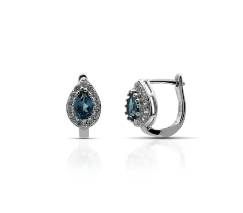 Kolczyki z topazem london blue angielskie