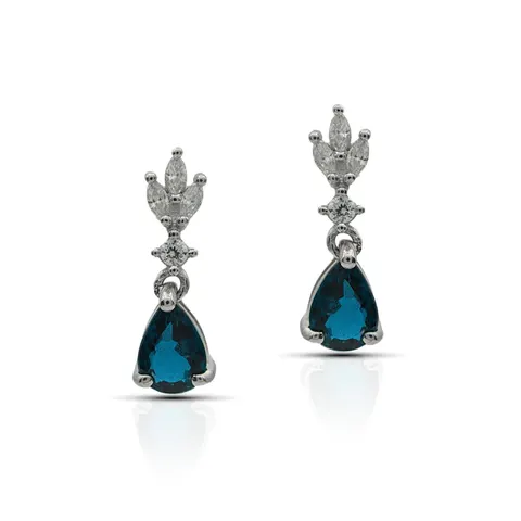 Srebrne wiszące kolczyki z topazem London Blue