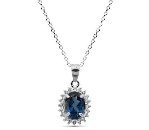 Naszyjnik z topazem london blue 8x6 mm