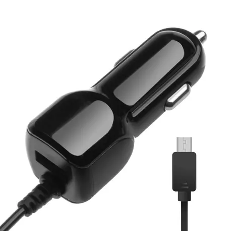Ładowarka samochodowa micro USB 5V 2.1A + port USB czarna LB0086 LIBOX