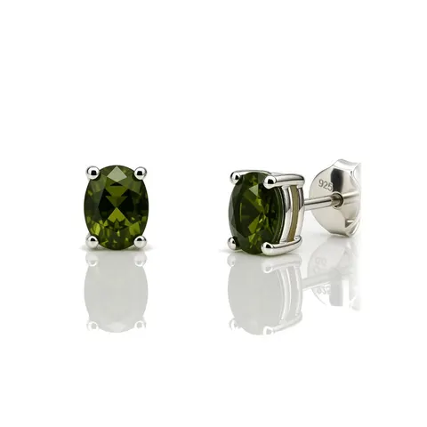 Kolczyki z zielonym turmalinem 6 x 4 mm