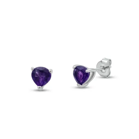 Kolczyki srebrne z ametystem • Heart Cut 5 mm