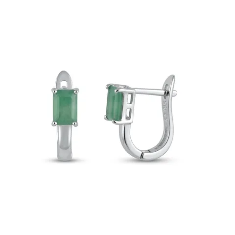 Kolczyki srebrne ze szmaragdem • Emerald Cut 6×4 mm