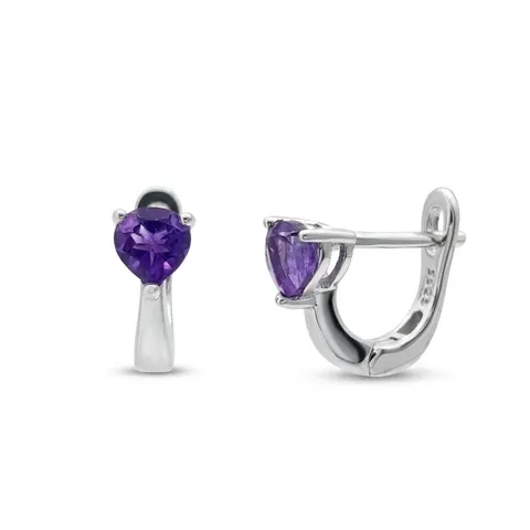 Kolczyki srebrne z ametystem naturalnym • Heart Cut 5 mm