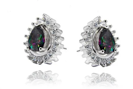 Srebrne kolczyki z mistycznym topazem - karmazycja
