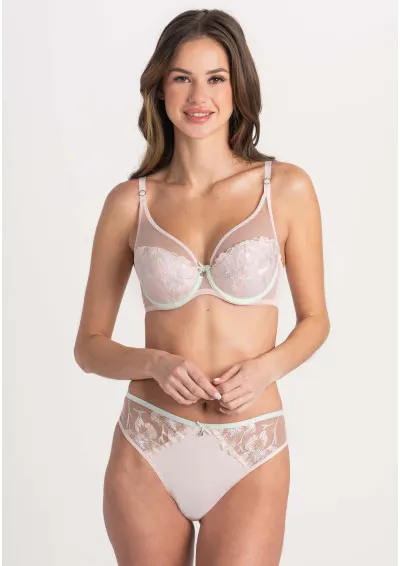 Samanta - Biustonosz Lena A338 pudrowy push-up pastelowy 65D