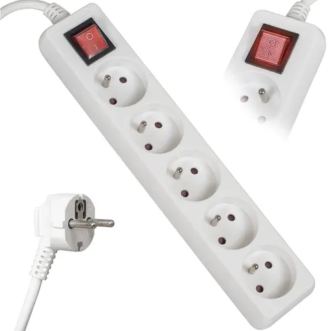 Przedłużacz 5 gniazd + wyłącznik 1,5m 10A IP20 LB0085-1,5 Libox